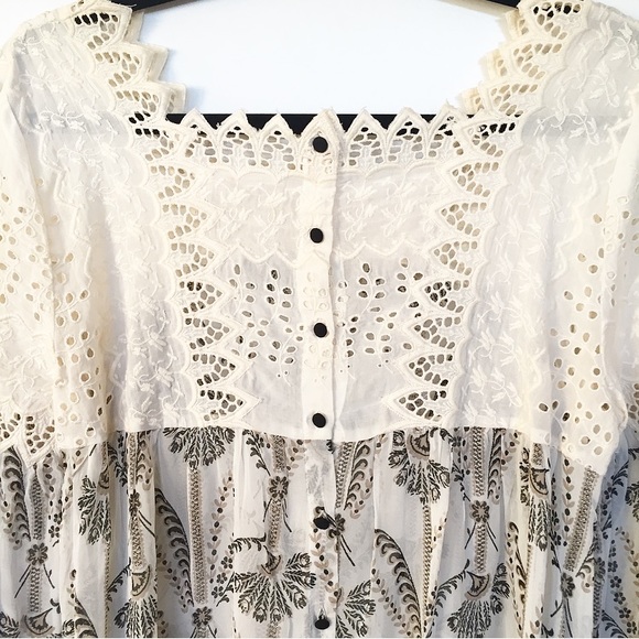 Anthropologie Floreat Cantata Eyelet Peasant Top - Picture 6 of 7
